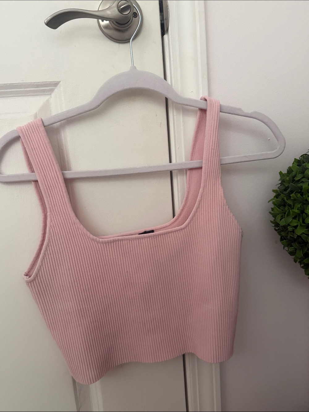 Dry Goods Pink Ribbed Square-Neck Tank Top